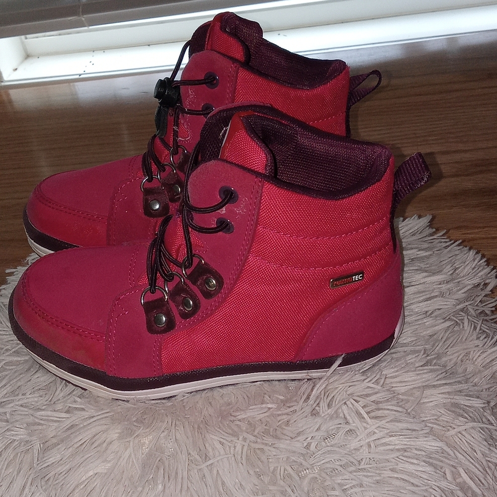 Bold Red High-Top Boots with Black Details